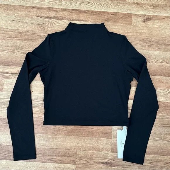 CRZ Yoga Women’s Cropped Long Sleeves Mock Turtleneck Top Black Size XL NWT - Picture 4 of 6
